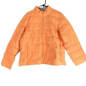 Talbots Womens Coat Orange Puffer Full Zip Long Sleeve Down Feathers Blend XL